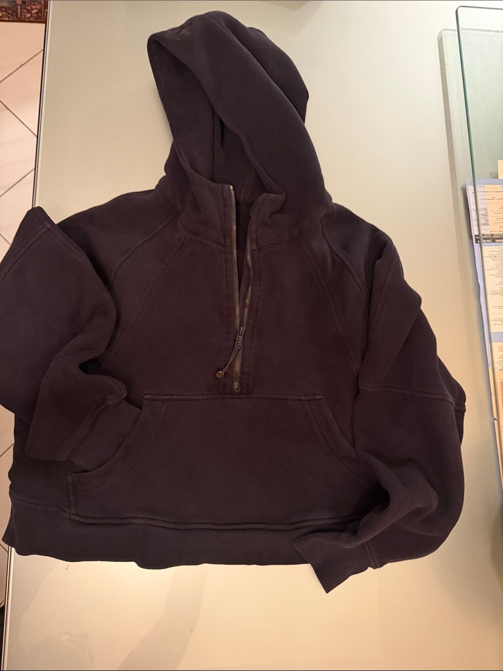 lululemon athletica Black Half-Zip Hooded Sweatshirt